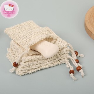 Moonlights Vải Lanh Cotton Tự Nhiên Tạo Bọt Túi Xà Phòng Tiết Kiệm Lưới Massage Tẩy Tế Bào Chết Túi Tắm Máy Làm Bong Bóng Dụng Cụ Vệ Sinh EN