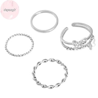 Deyangk 3 Cái / 4 Cái Hip Hop Punk Mở Có Thể Điều Chỉnh Bộ Nhẫn Nữ Nhẫn Kim Loại Nhẫn VN