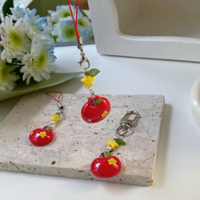 Moon Artistics Quả táo đáng yêu Móc khóa thủ công Phụ kiện thích hợp di động để tăng cường ba lô học sinh và ngày lễ Gi