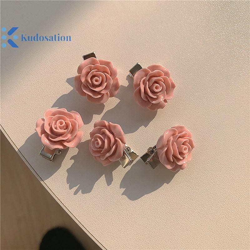 Kudosation Dễ Thương Phong Cách Hàn Quốc Mỏ Vịt Kẹp Nổ Kẹp Nơ Đào Hình Trái Tim Hoa Màu Hồng Barrettes Dành Cho Nữ Cô Gái Phụ Kiện Tóc