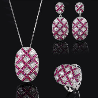 Châu Âu Mỹ ins Phong Cách Mới Kim Cương Ruby Hình Học Phù Hợp Với Nữ