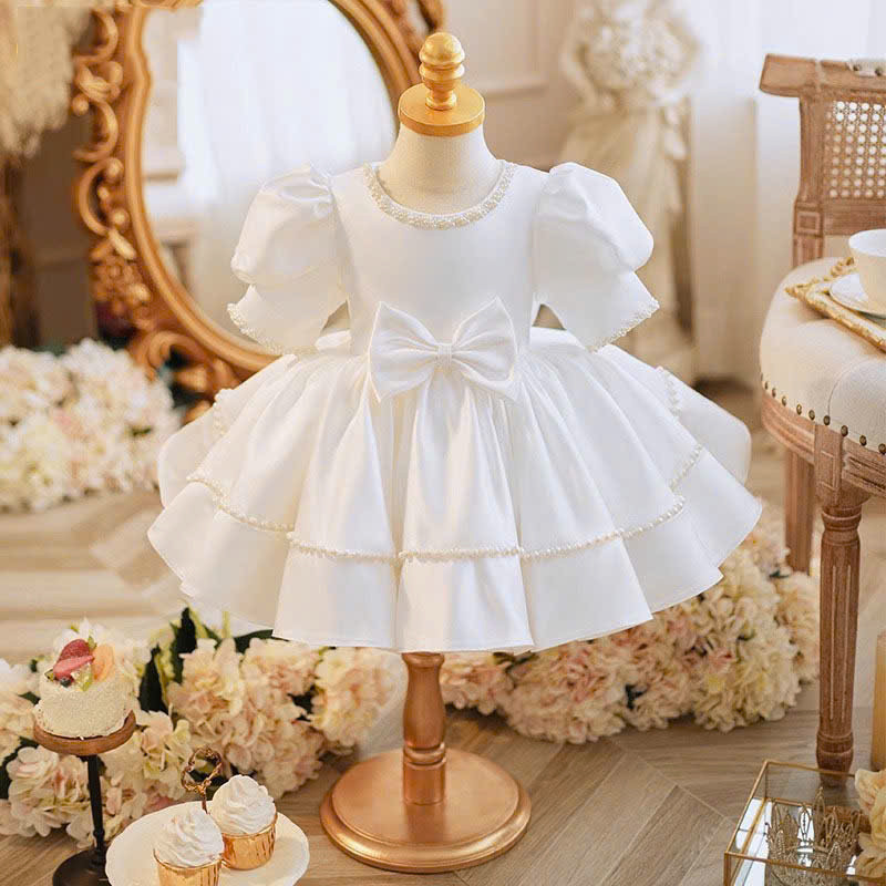 Váy Công Chúa Bé Gái , váy cho bé gái tay bèo đính kết ngọc trai sang trọng  ( mã 019 )