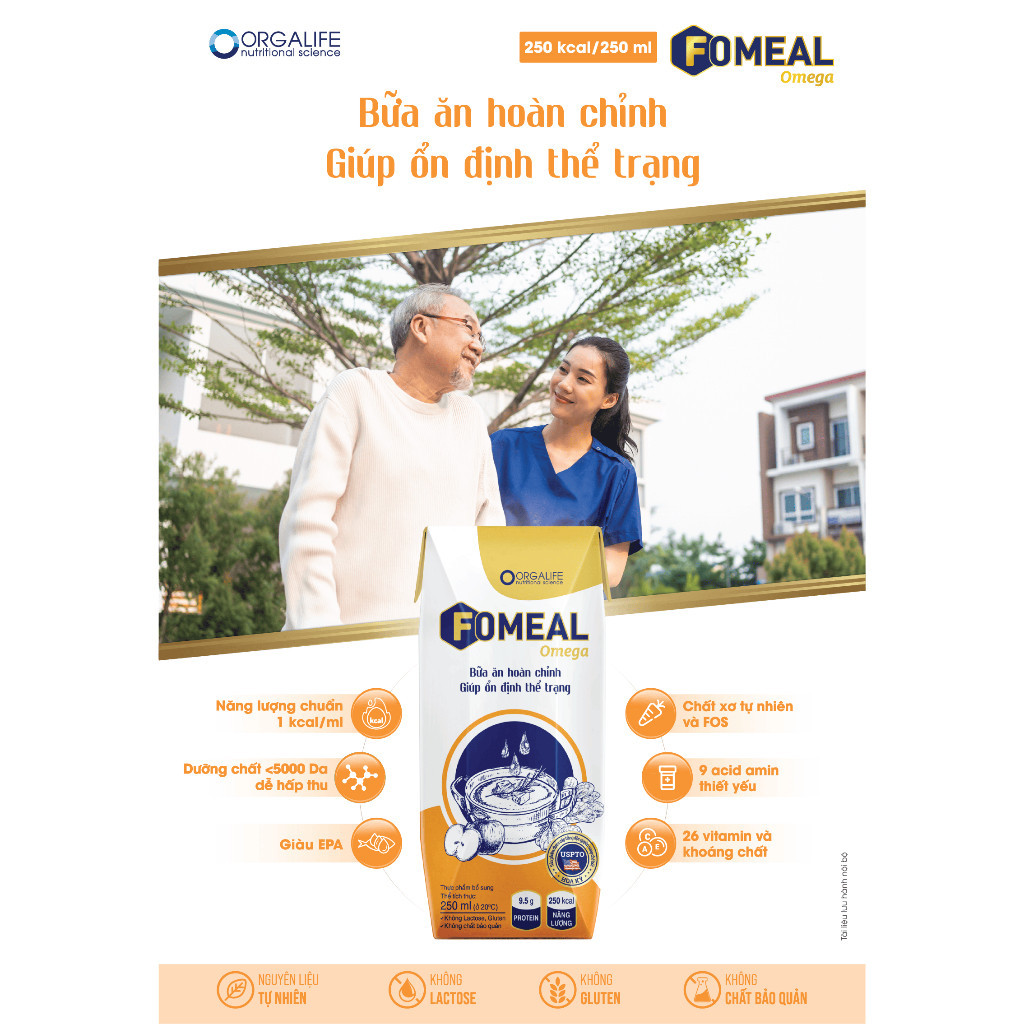 Ảnh Thùng 30 Hộp thay thế bữa ăn, tăng cân, cao năng lượng, chóng suy mòn Fomeal Omega 1