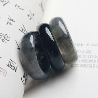 Nhẫn ngọc tự nhiên đen họa tiết tranh mực, unisex, cặp đôi, 3881 người đã thu thập