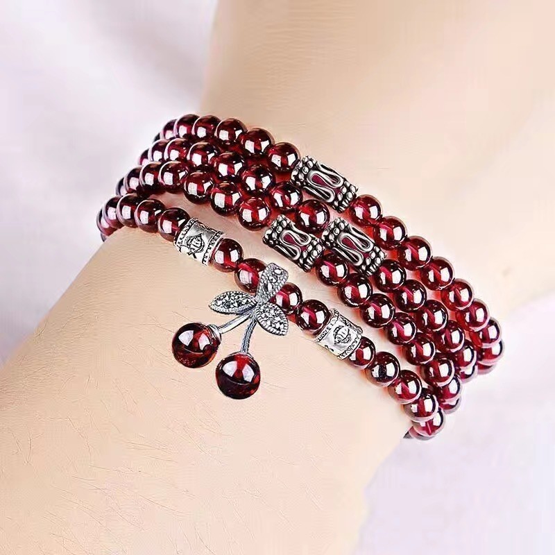 ✨Vòng Tay Garnet Đỏ Nhiều Vòng Quanh Dài Tinh Tế Người Phụ Nữ Đá Cặp Đôi Bạn Gái Nữ Quà Tặng Sinh Nhật 25.4.9