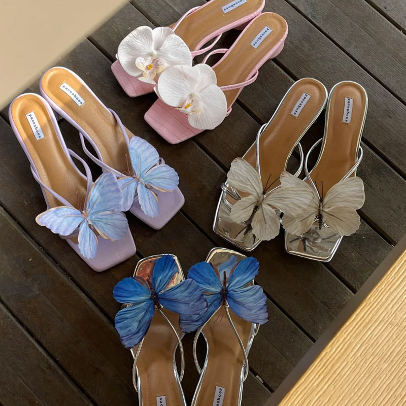 Khí Quyển Bướm Hoa Sandal Khóa Giày DIY Đi Biển Dép Phụ Kiện