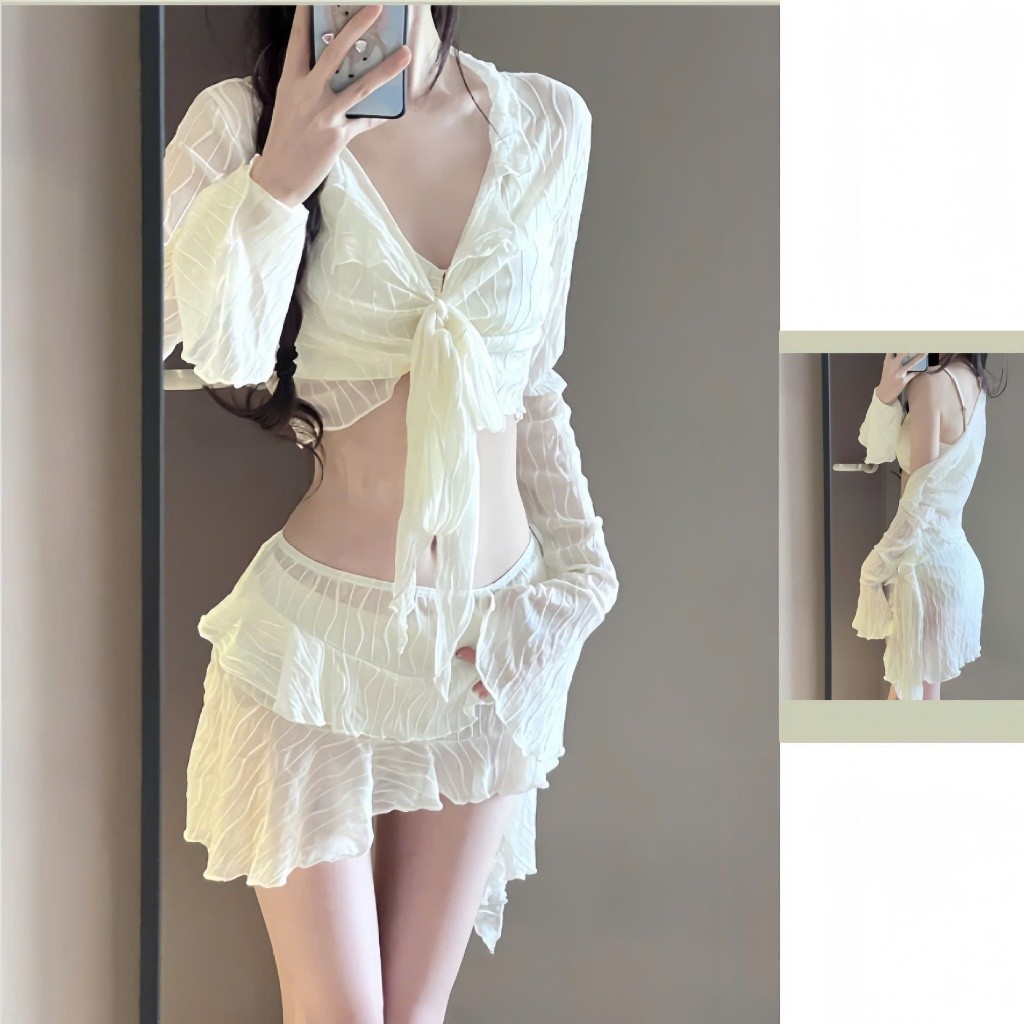 Set bộ đồ bơi bikini 4 chi tiết kèm chân váy ren sexy gợi cảm xu hướng hottrend BA BKN58