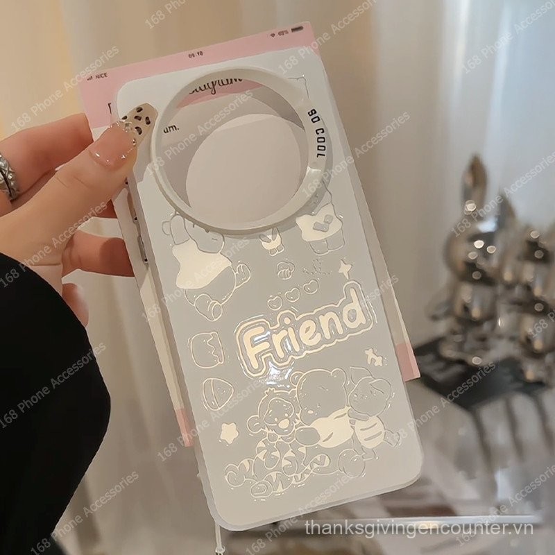 Ốp điện thoại OPPO Find X8, ốp điện thoại OPPO Find X8 Pro, ốp điện thoại hình gấu Winnie the Pooh dễ thương, chống sốc với bảo vệ camera, vỏ cứng mờ cho các cô gái sinh viên