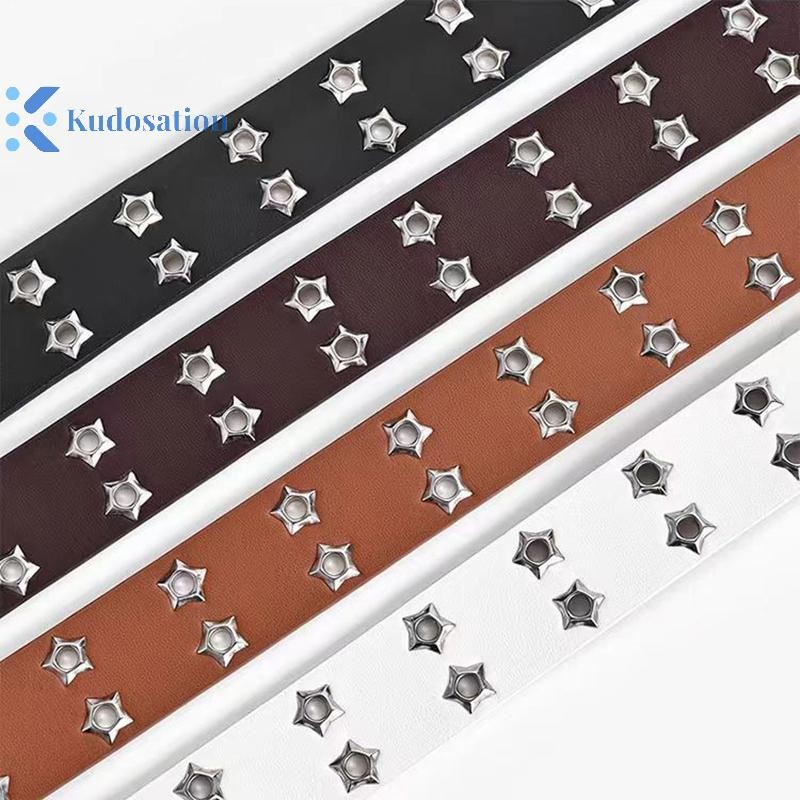 Kudosation Thời Trang Nam Nữ Phong Cách Punk Dây Xích Dây Có Thể Điều Chỉnh Ngôi Sao Rỗng Đôi Ngực Khóa Kim Loại Da Quần Jean Dây Thắt Lưng