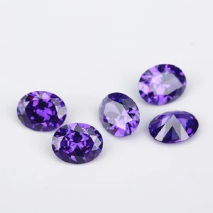 5A Tím Hình Bầu Dục Cắt CZ Đá 15 / 30 Chiếc 3x5mm ~ 10x12mm Rời Cubic Zirconia Cho Trang Sức DIY