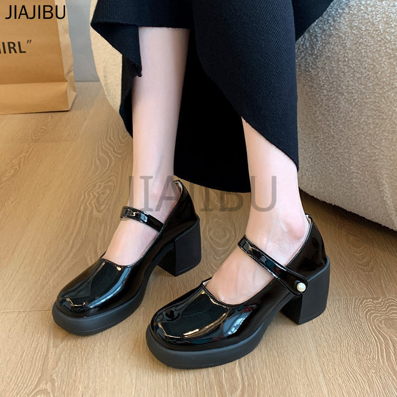 Giày Khiêu Vũ Cao Gót Màu Đỏ Tía Thông Thường Của Y2K Pháp Thick Heel Doll Shoes Giày Nữ Cao Cấp Korean Fashion Beige Platform Mary Jane Shoes Giày Da Mũi Tròn Chống Trượt Phong Cách Anh Quốc Giày Đi Học Màu Đen Giày Công Chúa Lolita Đồng Phục JK Nhật Bản