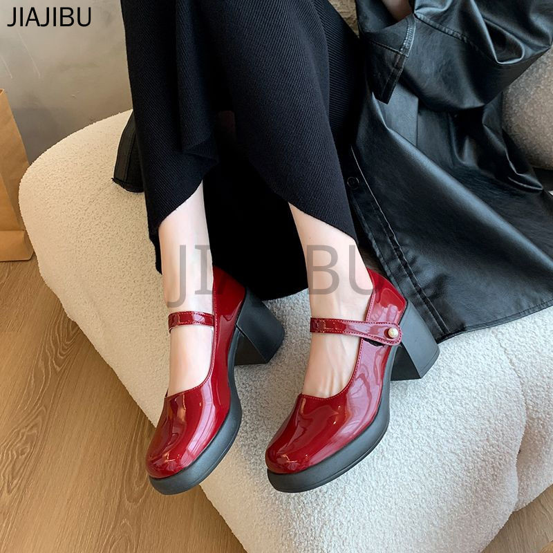 Giày Khiêu Vũ Cao Gót Màu Đỏ Tía Thông Thường Của Y2K Pháp Thick Heel Doll Shoes Giày Nữ Cao Cấp Korean Fashion Beige Platform Mary Jane Shoes Giày Da Mũi Tròn Chống Trượt Phong Cách Anh Quốc Giày Đi Học Màu Đen Giày Công Chúa Lolita Đồng Phục JK Nhật Bản