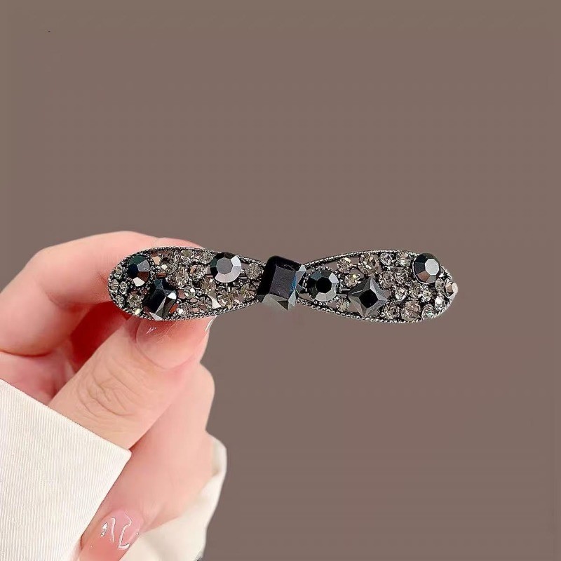 MAUROPOLI [Sẵn Sàng] Cao Cấp Obsidian Pha Lê Nơ Nổ Kẹp Tóc Bên Mũ Đội Đầu Cao Cấp Top Kẹp Lưng Đầu Nửa Kẹp Mùa Xuân