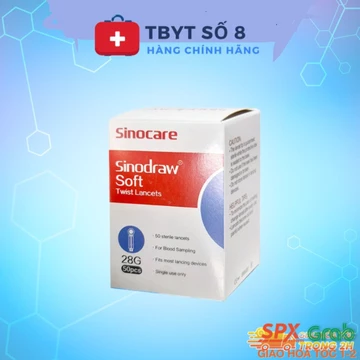 Hộp 50 Kim Chích Máu Đo Đường Huyết Sinocare Safe Accu, Kim Lấy Máu Sinodraw