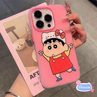 Ốp Điện Thoại Màu Hồng Dễ Thương Giai Điệu Crayon Shin-chan Cho OPPO Find X8 Pro Reno 5 6 5K A79 A97 A78 A57 A77 A55 A56 A53s 5G 2020 2022 5G 4G Vỏ Hoạt Hình Ngộ nghĩnh Màu Kẹo Vỏ Chống Sốc