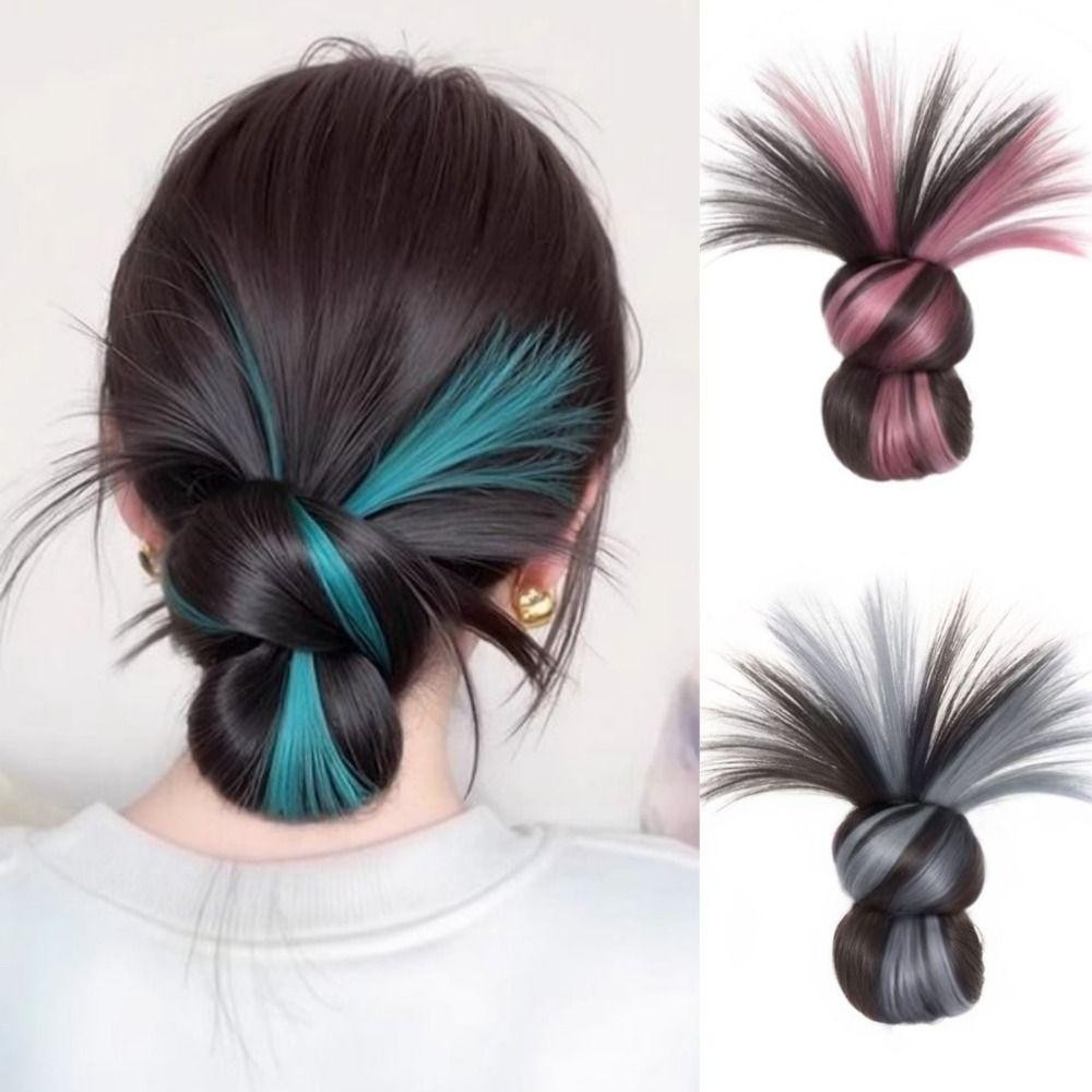 LACYES Flower Bun Head Tóc Giả, Highlight Claw Clip Messy Curly Chignon, Thời Trang Tự Nhiên Lông Tơ Tóc Giả Miếng Sử Dụng Hàng Ngày