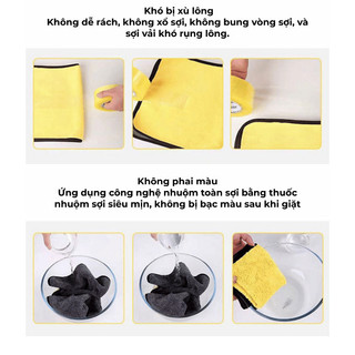 Khăn Lau Đa Năng Microfiber 2 Mặt  Siêu Thấm Cực Dày Không Đổ Lông BUNA, Khăn Lau Xe Ôto, Xe máy.