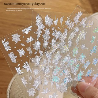 [savemoneyeveryday] Nhãn dán móng tay hình hoa mộc lan trắng Vẽ tay Tính khí Nhãn dán móng tay Tăng cường trang trí Decal [vn]