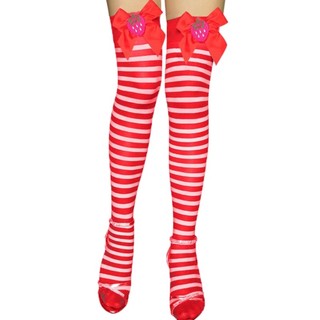 Ấm cúng Thời Trang Đùi Vớ Dâu Nơ Sọc Trên Đầu Gối Tất Dài Lễ Hội Ngày Lễ Cosplay Quần