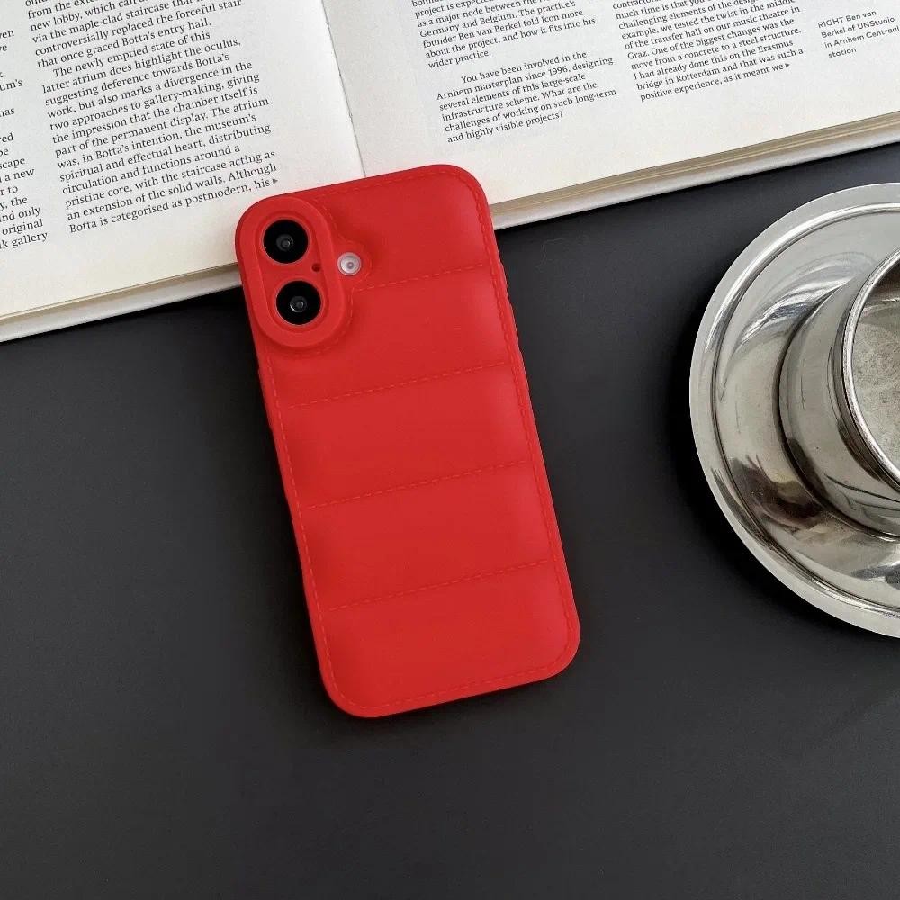 Ốp Điện Thoại Phong Cách Áo Khoác Puffer Down Cho iPhone 16 Pro Max 15 14 Plus 13 12 11 Vỏ TPU Mềm Chống Thấm Nước Mặt Sau Bảo Vệ