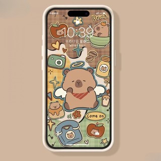 Ốp điện thoại sơn thời trang Capybara Retro cho iPhone16 / 15 / 14 / 13 / MINI / 12 / 11 / Pro MAX / X / XS / XR / 7 / 8 / 6 Vỏ bảo vệ toàn diện bằng silicon lỏng chống sốc và chống rơi