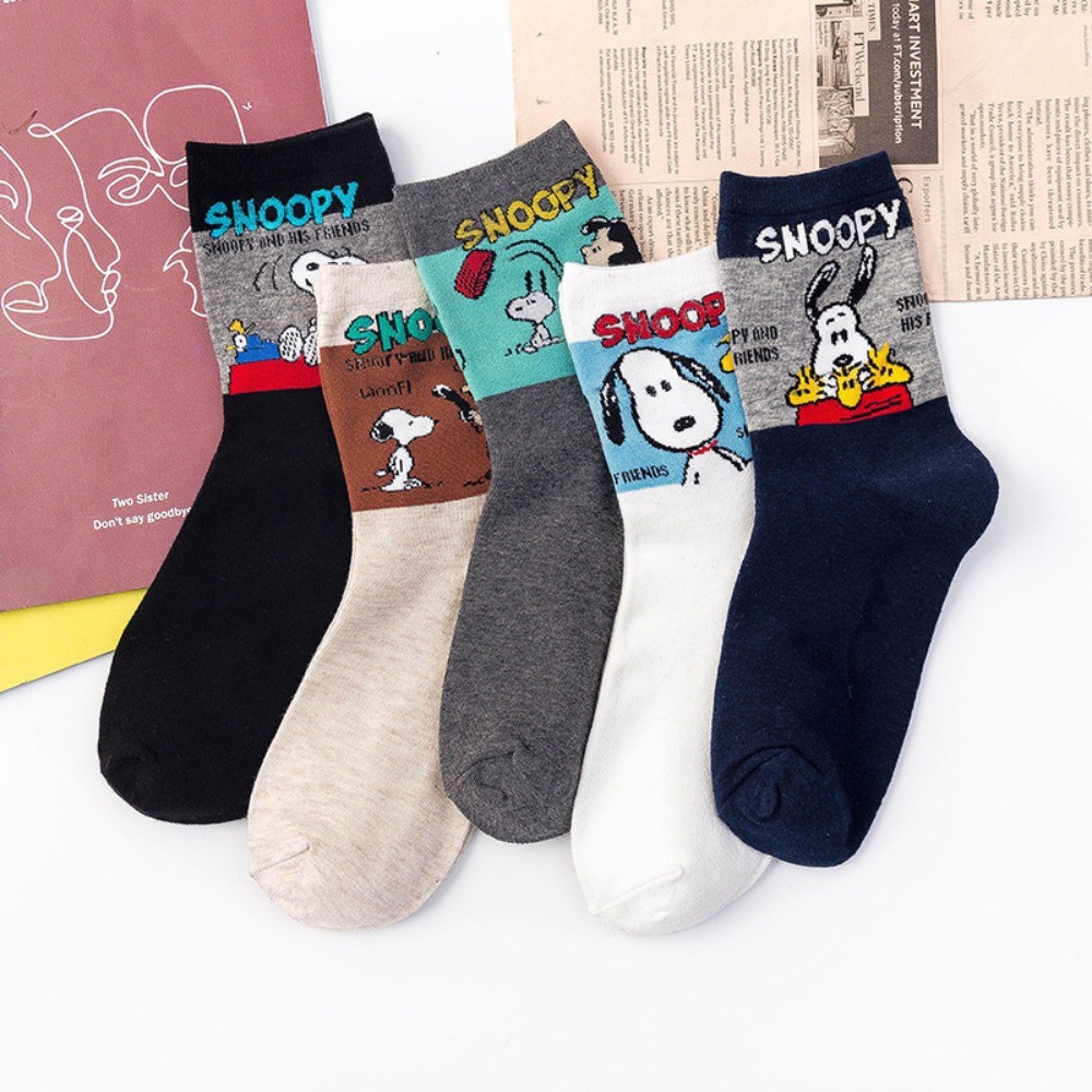 Tất Hoạt Hình Snoopy Ống Giữa Phong Cách Mới Cặp Đôi Hàn Quốc Cotton Hợp Thời Trang | BigBuy360 - bigbuy360.vn