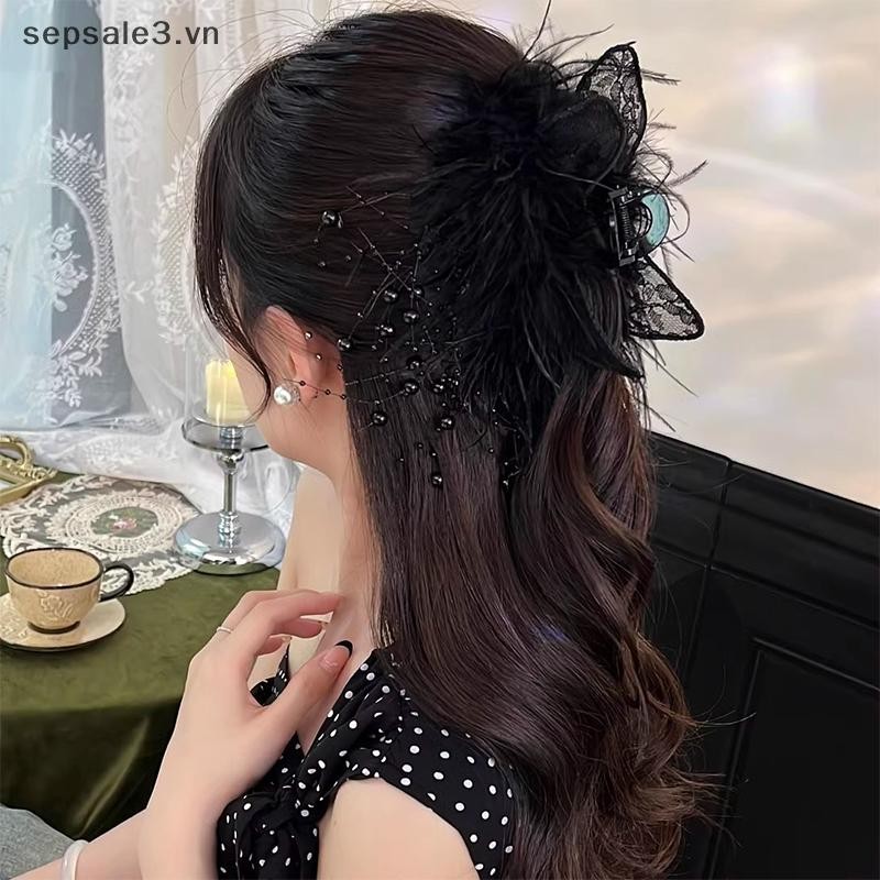 # VN # Vuốt Tóc Tai Đen Lãng Mạn Thời Trang Cao Cấp Cảm Giác Kẹp Tóc Cho Nữ Kẹp Phụ Kiện Tóc.