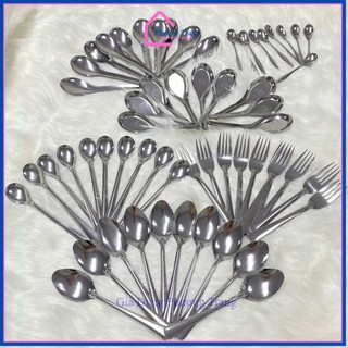 Combo 10 Muỗng canh bầu, canh vuông , Muỗng súp nhọn - Muỗng Inox dày cao cấp - Phương Trang