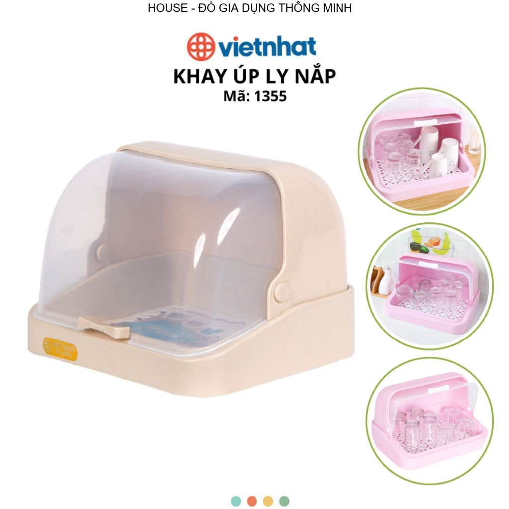 Khay Úp Cốc Ly Có Nắp Chính Hãng Việt Nhật (Mã 1355)