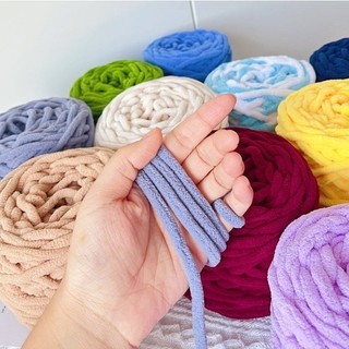Len nhung đũa mềm mại, đủ màu cuộn 100g cỡ sợi 5mm Dùng Để Móc Gấu Dâu,Thú Bông Hoặc Đan Khăn Quàng Len Sợi To