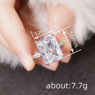 S925 Bạc Quá Khổ Nhẫn Zircon Trang Sức Thời Trang Đơn Giản Quà Tặng Nữ