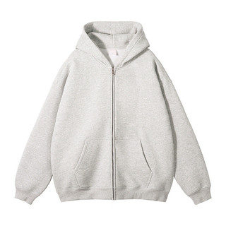 Áo Hoodie cardigan màu xám có mũ trùm đầu