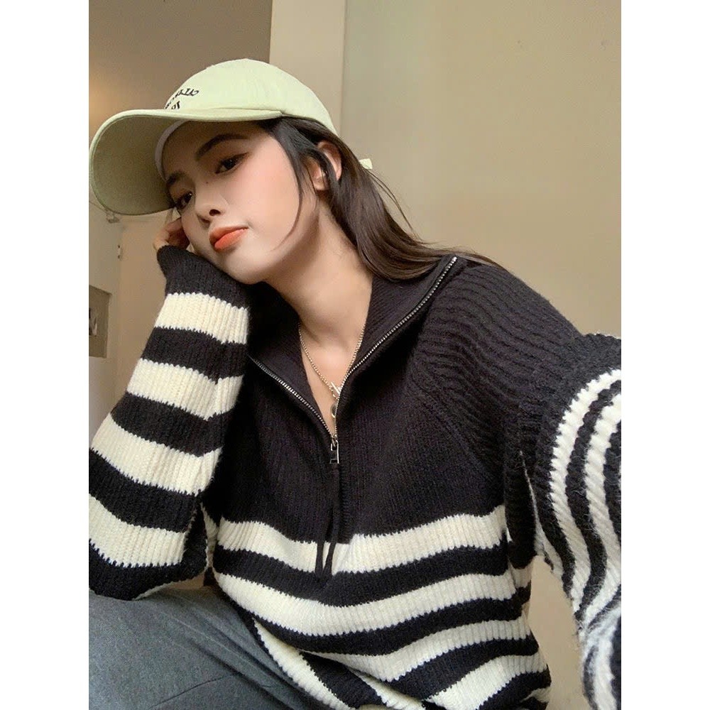 Áo len nữ thu đông cổ cao phối khóa kéo chất liệu dày dặn thời trang hottrend (CÓ BIG SIZE) XIMIMI SP241