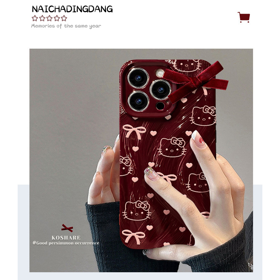 Ốp điện thoại di động 16promax vỏ sợi lông sóng 13/12 mèo Kitt nơ bướm 15/14 iphone11/xs