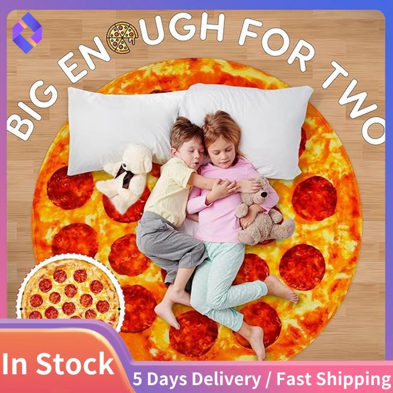 Chăn Pizza Pepperoni Khổng Lồ Chăn Mới Lạ 60 Inch Cho Người Lớn & Trẻ Em Tròn Trong Nhà, Ngoài Trời, Du Lịch, Gia Đình