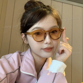 Retro Tròn Chống Bức Xạ Kính Nam Nữ Thời Trang Màu Nâu Cổ Điển Cơm Trang Trí Móng Tay Kính Mát Chống Tia UV