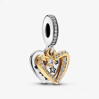 Hàng hóa tại chỗ 925 bạc với cùng một tình yêu tùy chỉnh lỏng Hạt Mặt dây chuyền trái tim có đế đầy đủ phụ kiện Vòng đeo tay