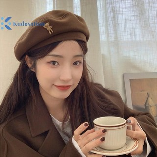 Kudosation Phong Cách Hàn Quốc Thanh Lịch Mùa Đông Dễ Thương Gấu Chắc Chắn Mũ Nồi Len Họa Sĩ Mũ Nồi Mũ
