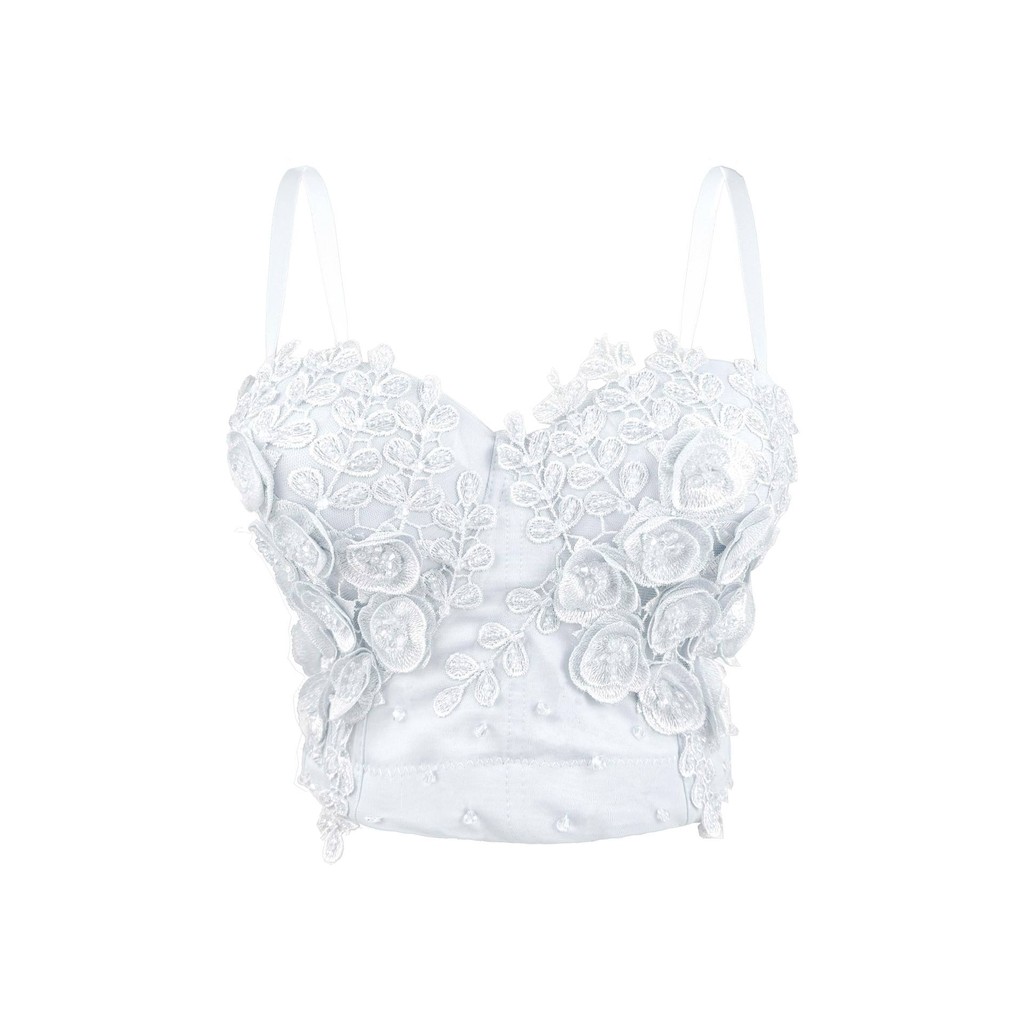 Pure Desire Phong Cách Ren Sling Cảm Giác Cao Cấp Siêu Ngắn Slim-fit Cánh Hoa Nữ Eo Hẹp Xuân Hè Xương Cá Corset Mặc Ngoài