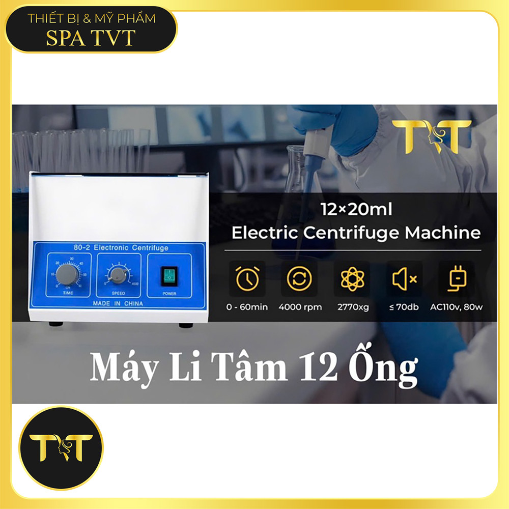 Máy Ly Tâm PRP 12 Ống 6000 Vòng/Phút, Tách Huyết Tương Giàu Tiểu Cầu, Có Hẹn Giờ, BH 12 Tháng