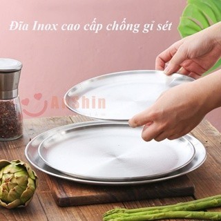 Đĩa inox tròn Hàn Quốc, khay inox đựng thức ăn size 23cm