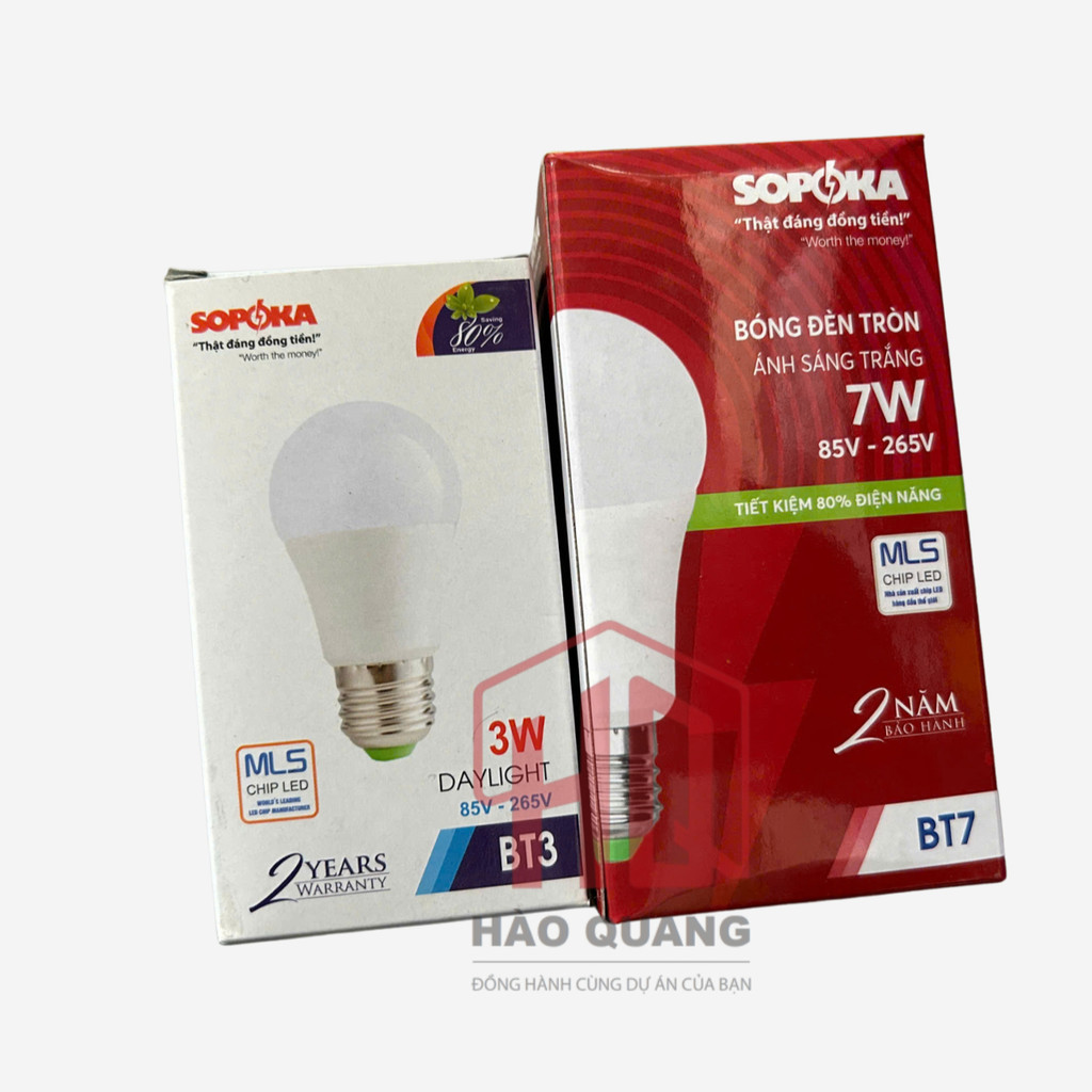 3 Bóng Đèn LED Trụ Sopoka Cao Cấp, Ánh Sáng Trắng Tự Nhiên, Tuổi Thọ Cao, Chính Hãng Việt Nam [3w-12w]