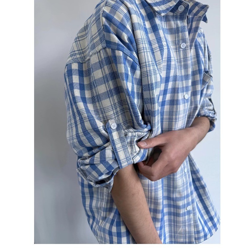 VG Áo sơ mi Cotton mỏng nam , tay dài dáng rộng cổ điển, cả nam và nữ đều có thể mặc