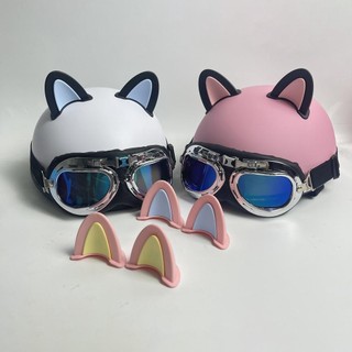 Tai mèo gắn mũ bảo hiểm phụ kiện độc lạ nhiều màu hot trend tặng kèm keo dán