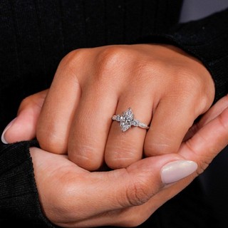 Châu Âu Mỹ ins Phong Cách Mới Độc Đáo Mắt Ngựa Nhẫn Zircon Nữ
