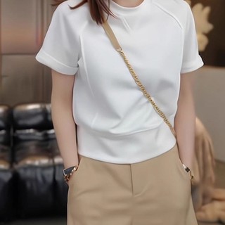 [Lựa chọn mùa hè] Thiết kế hàng hóa Châu Âu Áo thun trắng Sense Nữ tay ngắn 2025 Cao cấp Thời trang phù hợp dáng rộng nửa đầu