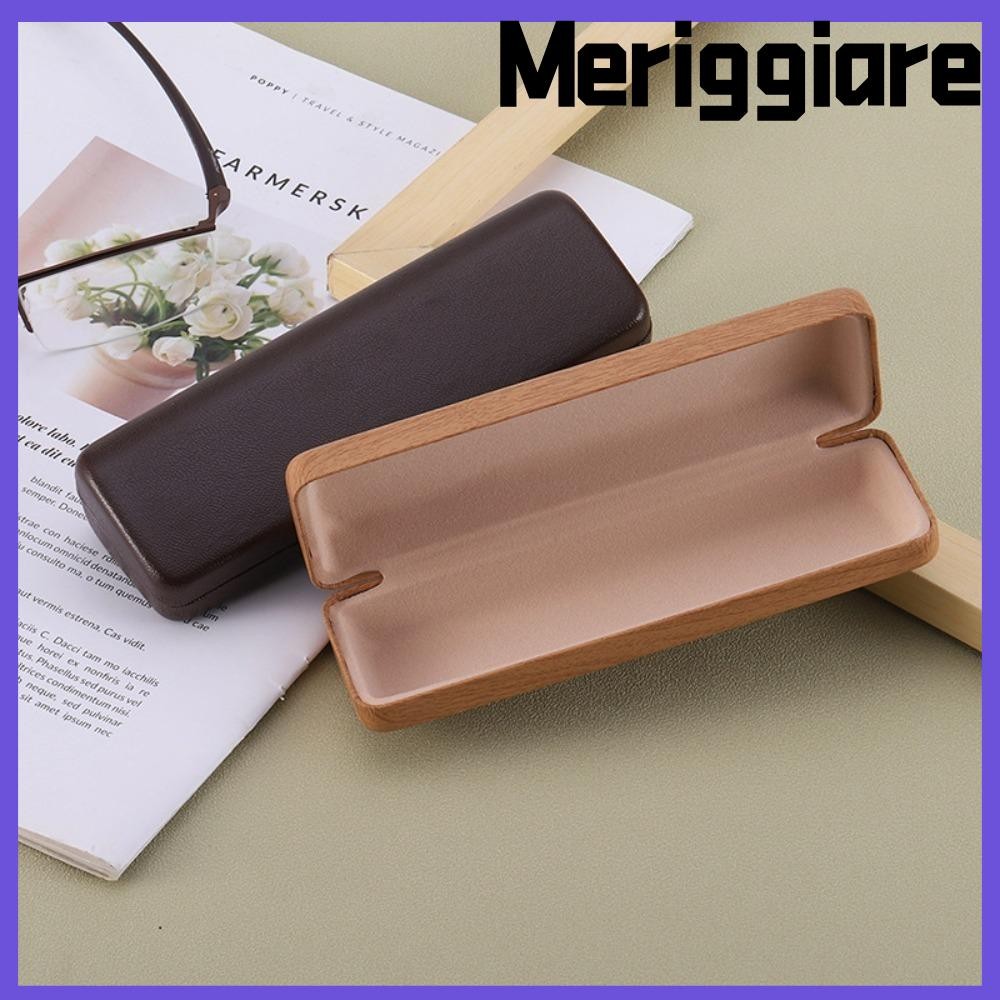 Kính MERIGGIARE, Hộp Kính Mắt Da PU Bảo Vệ Kính, Hộp Đựng Kính Vỏ Cứng Hạt Gỗ Di Động Nam