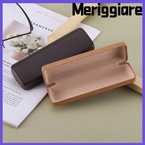 Kính MERIGGIARE, Hộp Kính Mắt Da PU Bảo Vệ Kính, Hộp Đựng Kính Vỏ Cứng Hạt Gỗ Di Động Nam