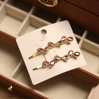 MAUROPOLI [Sẵn sàng] Cặp pha lê phong cách mới Kẹp nơ trán Nổ Kẹp tóc Kẹp phẳng Phụ kiện tóc Mũ đội đầu đính đá Kẹp bên