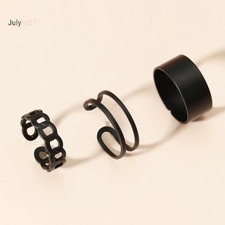 JULYHOT 3 / 6 Chiếc Vintage Nhẫn Đen Bộ Dành Cho Nữ Cô Gái Punk Kim Loại Hình Học Đơn Giản Massivedeals